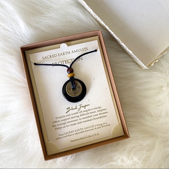 BMSHOUSTON Jewelry - SACRED EARTH AMULETS BLACK JASPER STONE NECKLACE